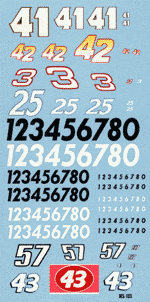 NASCAR Number Stickers Sheet #1